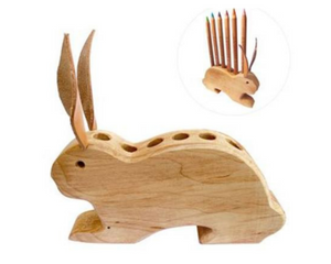 Drei Blatter Wooden Pencil Holder -Bunny