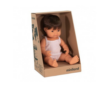 Load image into Gallery viewer, Miniland doll - Caucasian boy, brunette 38cm
