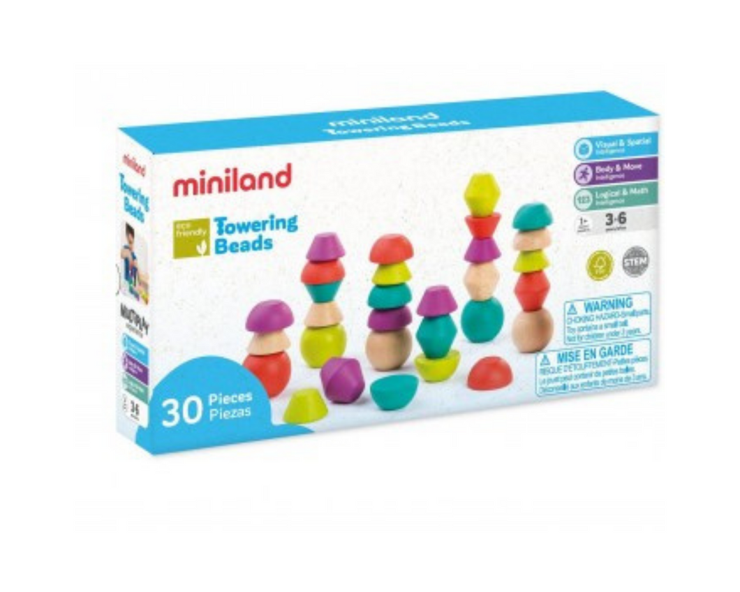 Miniland Aptitude Eco Wooden Towering Beads Set -30 pcs