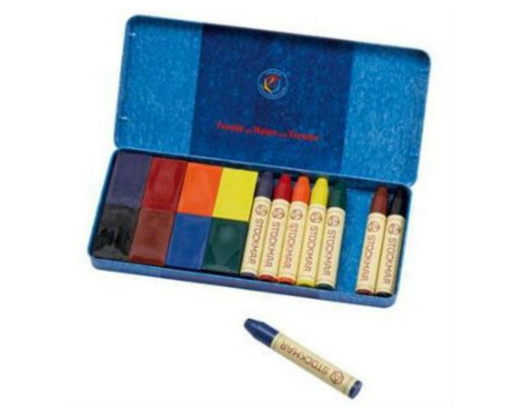 Stockmar Wax Crayons, Pure Beeswax -(8 blocks and 8 sticks)