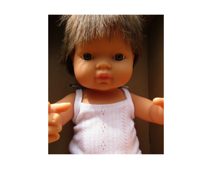 Miniland doll - Caucasian boy, brunette 38cm