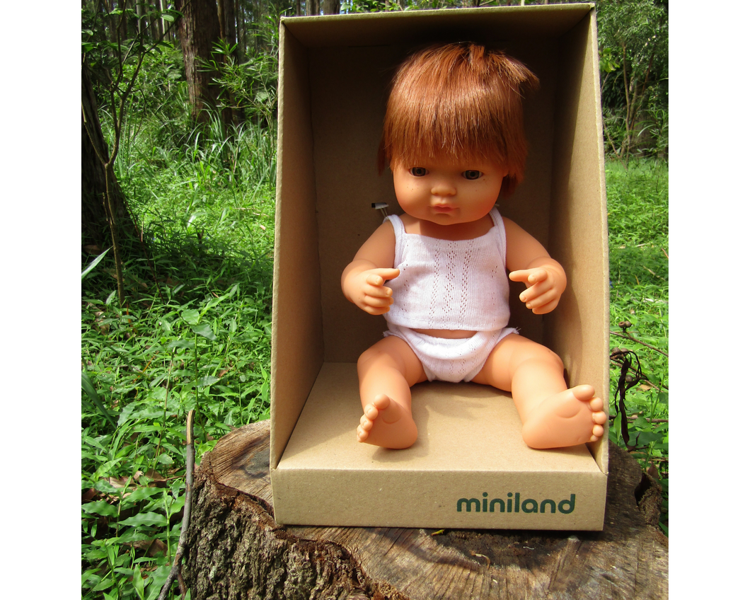 Miniland doll - Caucasion Boy, red head 38cm