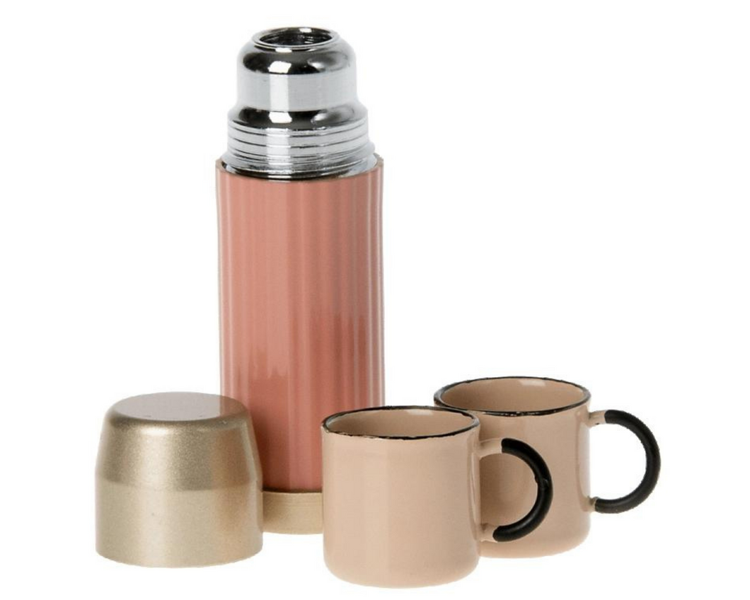 Maileg Miniature Thermos and Cups -Coral