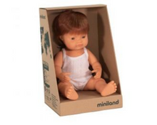 Load image into Gallery viewer, Miniland doll - Caucasion Boy, red head 38cm
